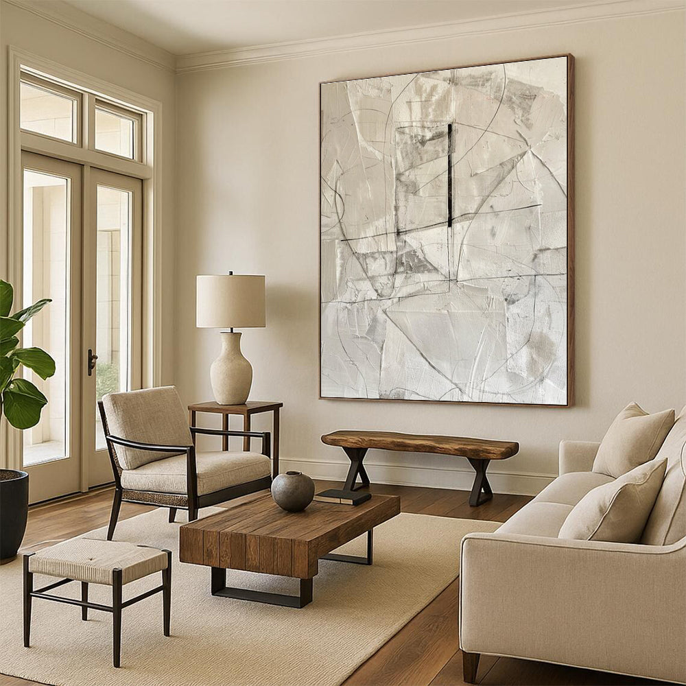 Minimalist Line Abstract Painting for Modern Office Lobbies HENG001