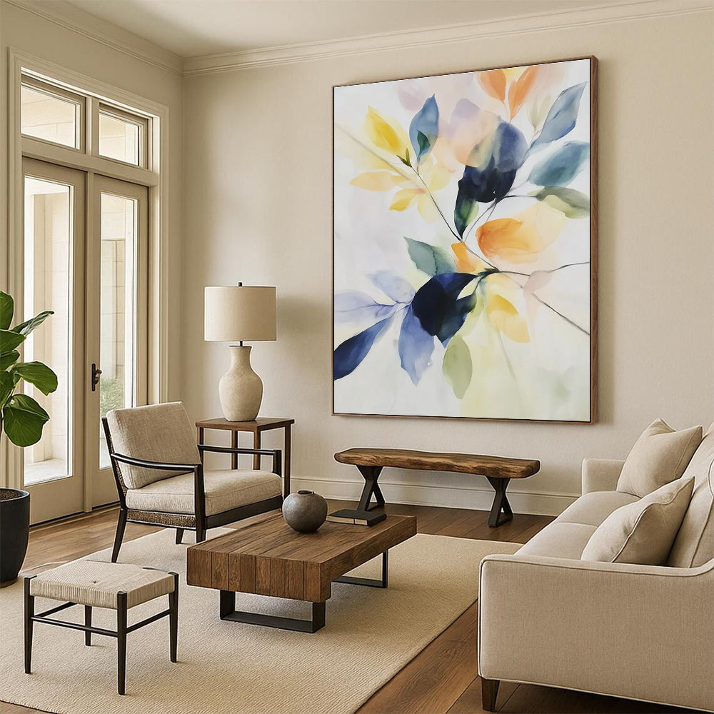 Colorful Leaf Abstract Painting for Botanical - Themed Boutiques GAB0987