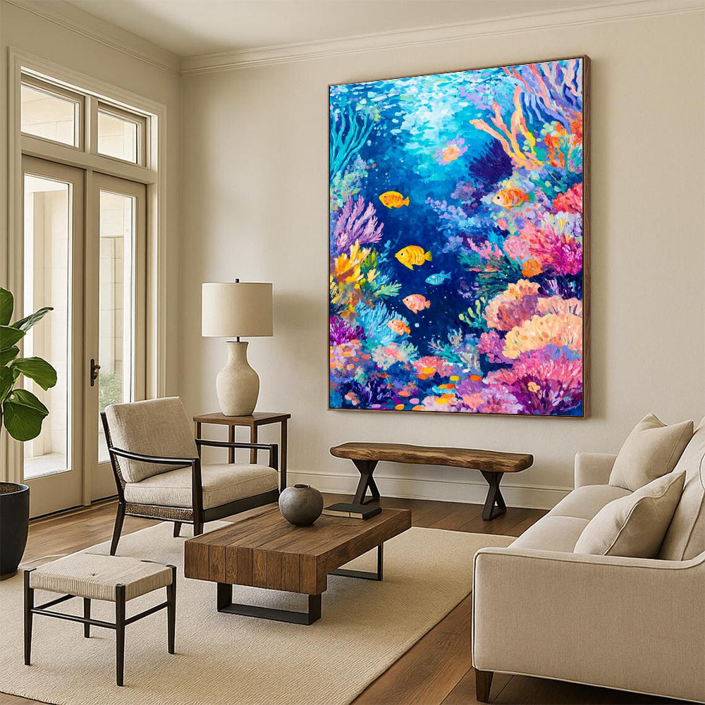 Colorful Underwater World Abstract Painting for Coastal Resort Spas HENG527