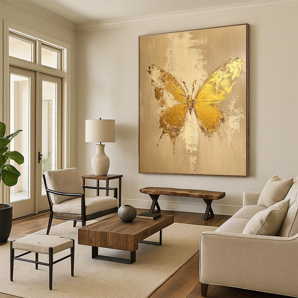 Golden Butterfly Abstract Painting for Elegant Spaces GAB0720