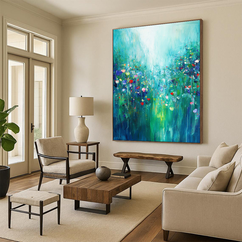 Wildflower Meadow Abstract Painting for Cheerful Dining GAB0746