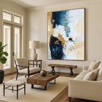 Blue Gold Abstract Painting with Dynamic Elegance WINK723