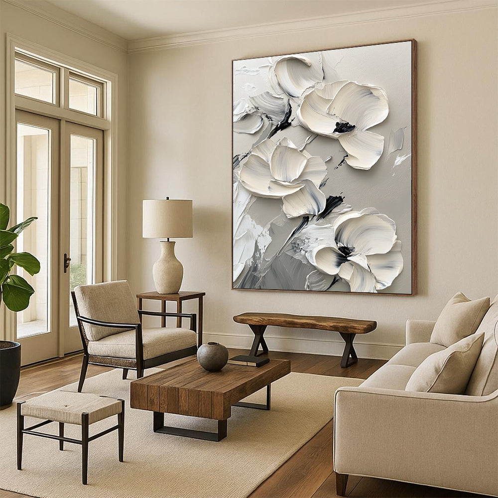 Multi - Flower Relief Abstract Painting for Botanical - Themed Studios GAB1004