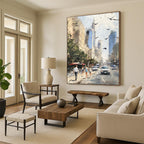 Busy Urban Sidewalk Dynamic Cityscape Abstract Painting GAB0285