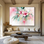 Pink Floral Watercolor Abstract Painting with Lively, Dripping Blooms ABS449