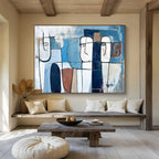 Abstract Face Figures with Geometric Lines Abstract Painting ABS348