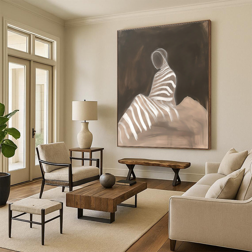 Striped Figure Abstract Painting for Modern Art Gallery Exhibits GAB1330