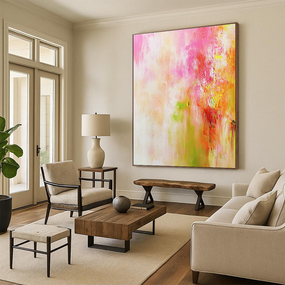 Pink Orange Abstract Painting with Dreamy Warmth WINK704