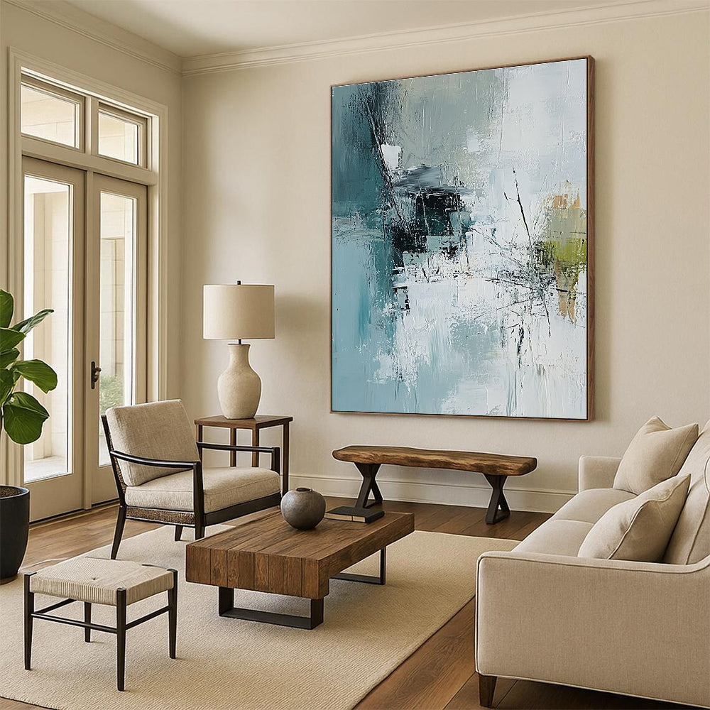 Blue and Gray Abstract Painting for Modern - Styled Offices GAB1057