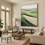 Rolling Green Hills Abstract Painting for Rustic - Themed Cafes GAB1292