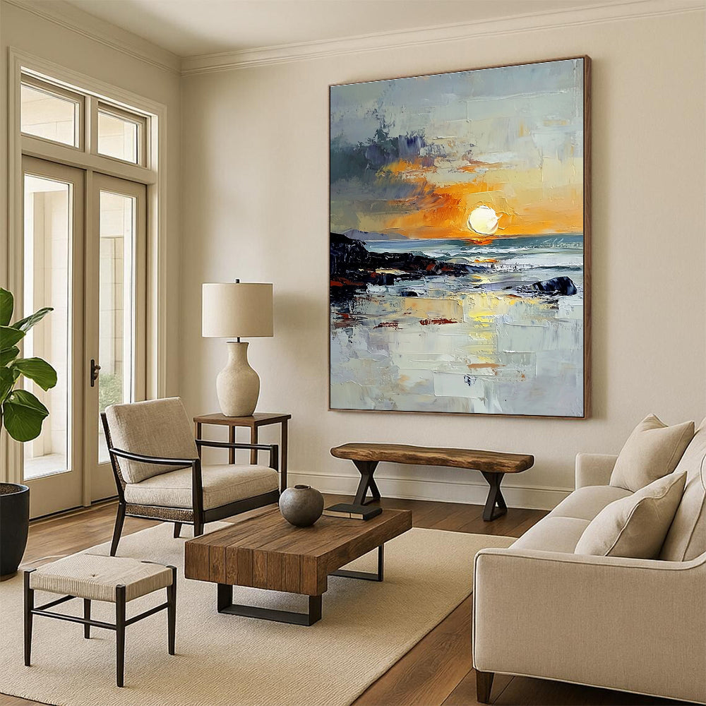Sunset by the Sea Abstract Painting for Romantic - Themed Restaurants GAB1299
