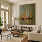Sailboats on Calm Water Abstract Painting for Nautical - Inspired Spaces HENG330