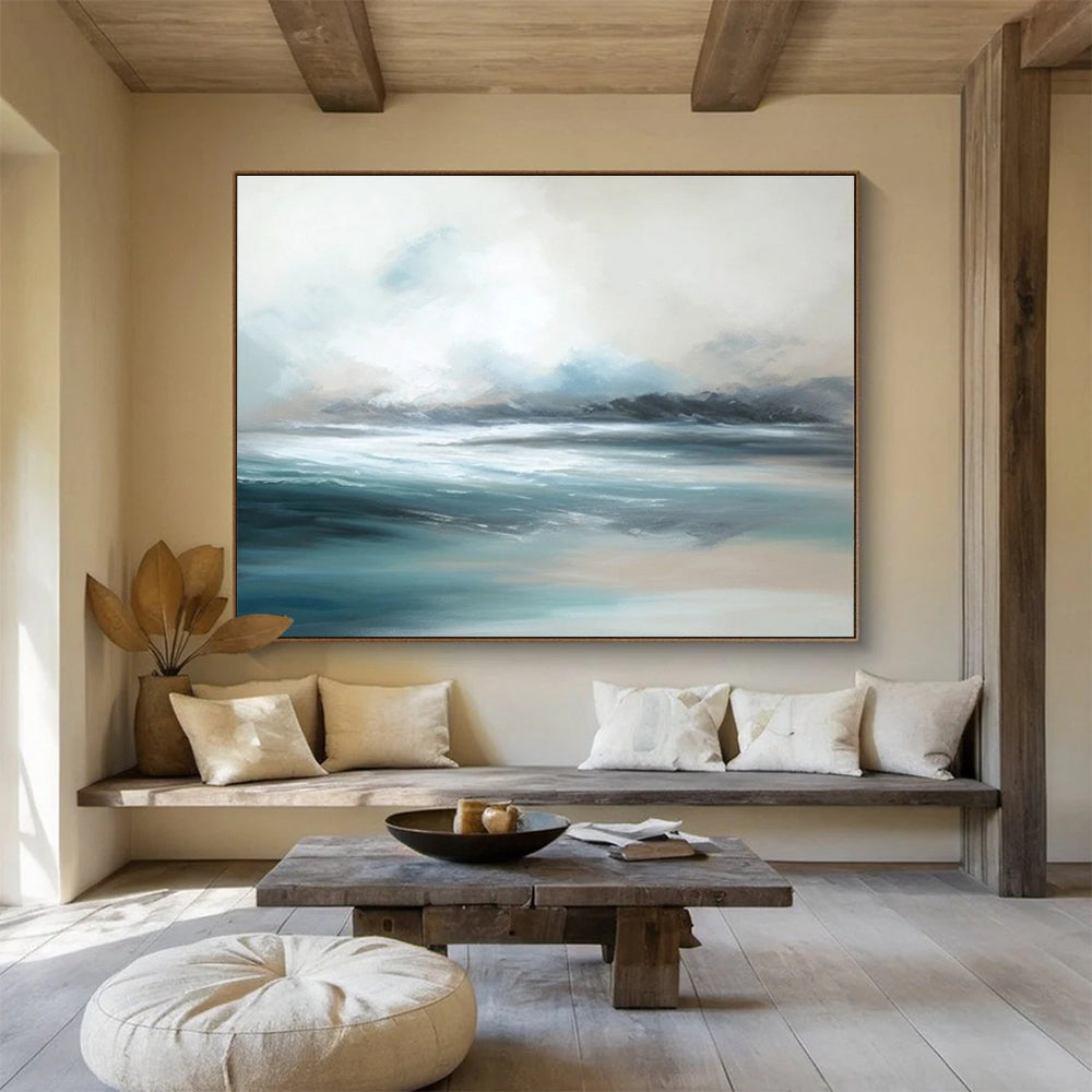 Calm Sea Abstract Serene Seascape Painting for Peaceful Retreats YHT046