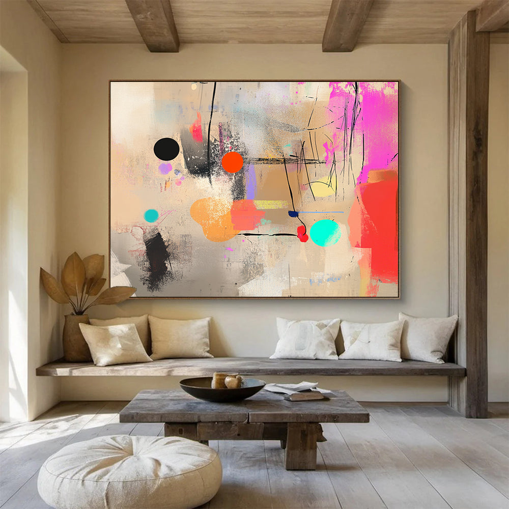 Vibrant Dots - Lines Abstract Expressionist Painting ABS203