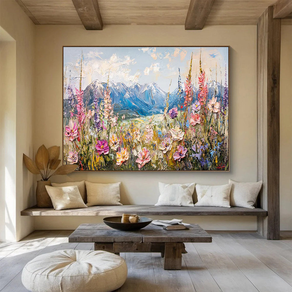 Mountain Flower Abstract Painting for Alpine Lodge Dining Halls YHT411