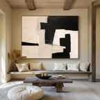 Black - White Geometric Abstract Painting for Modern Minimalist Spaces YHT070