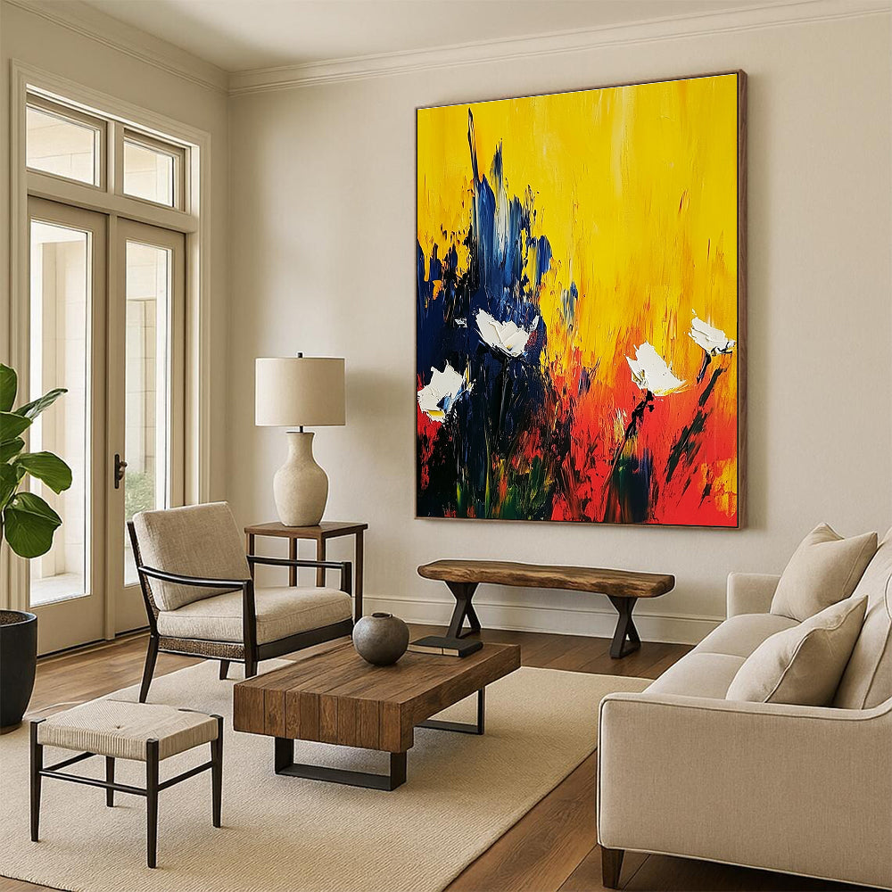 Bold Color - Clash Floral Abstract Painting for Art - Loving Restaurants GAB0875