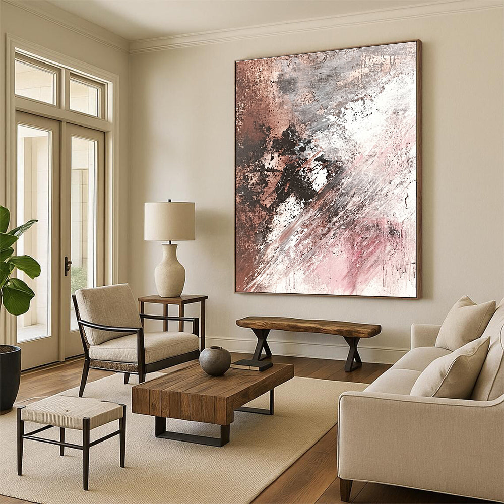 Brown Gray White Abstract Painting with Subtle Drama WINK673