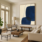 Blue - Shaped Abstract Painting with Fluid Lines WINK856