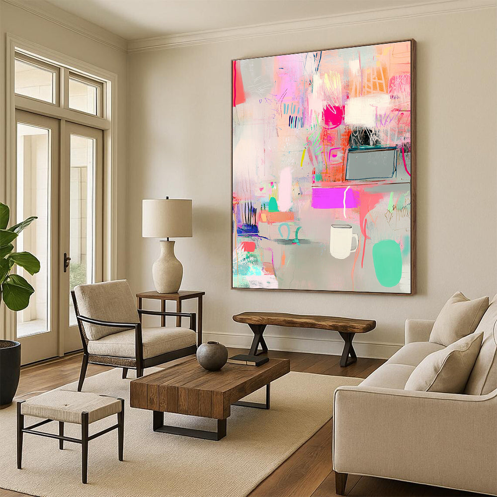 Colorful Abstract Interior Painting of Vibrant Daily Life GAB0160