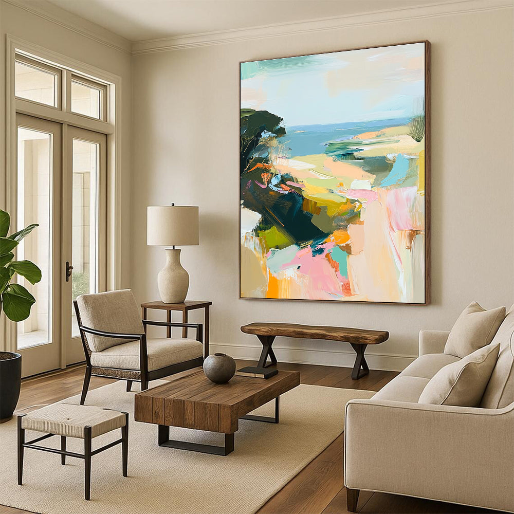 Pastel Coastal View - Soft Landscape Abstract Painting GAB0604