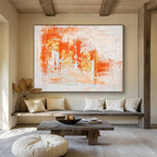 Orange and White Abstract Painting for Creative Coworking Spaces YHT377
