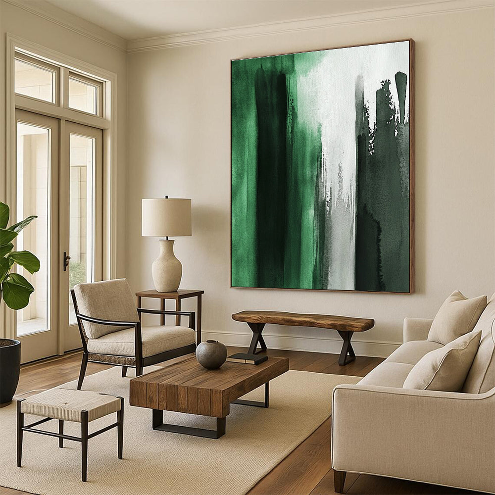 Green - Gray Abstract Wash Painting with Ethereal Mood WINK424