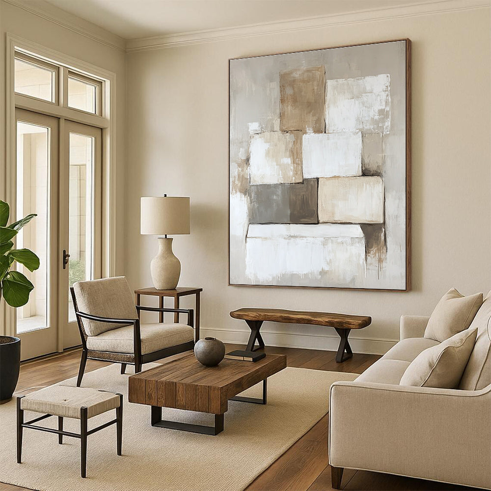 Neutral Tones Abstract Painting for Scandinavian - Style Homes GAB0904