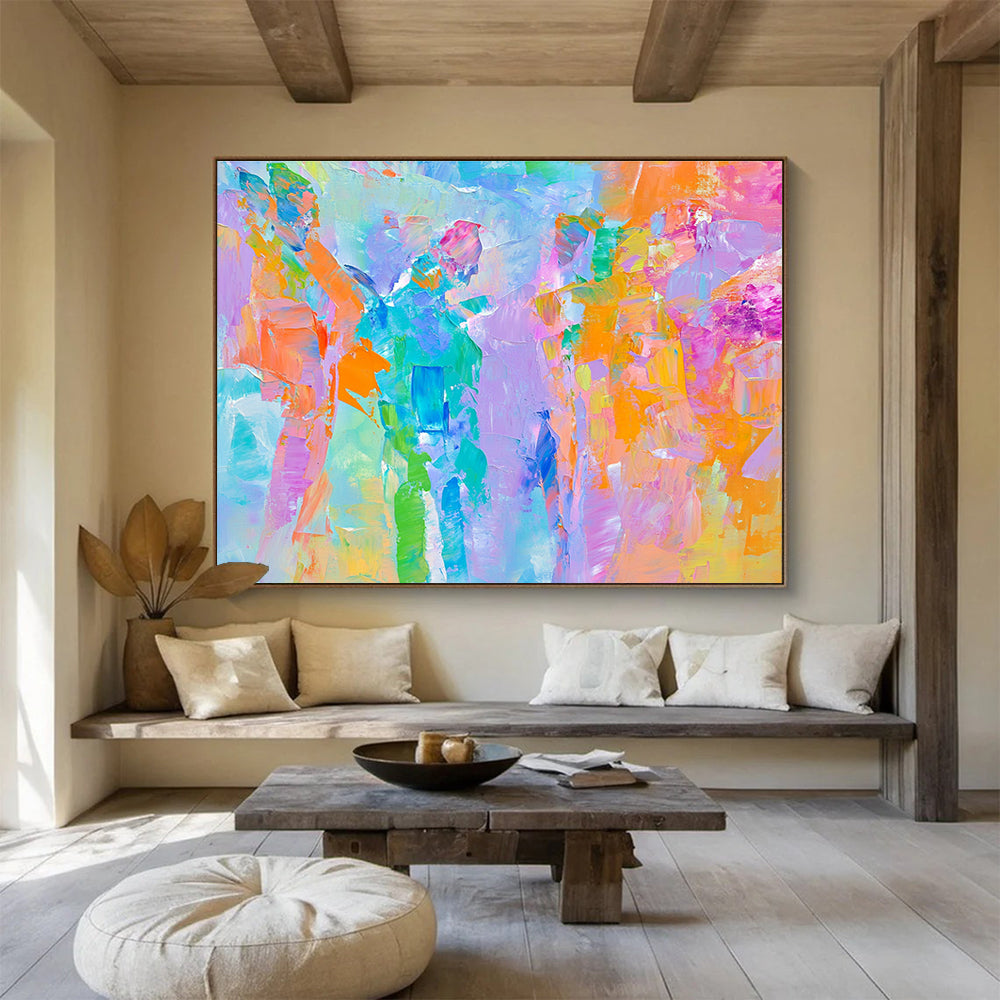 Colorful Patchwork with Vibrant Brushstrokes Abstract Painting ABS344