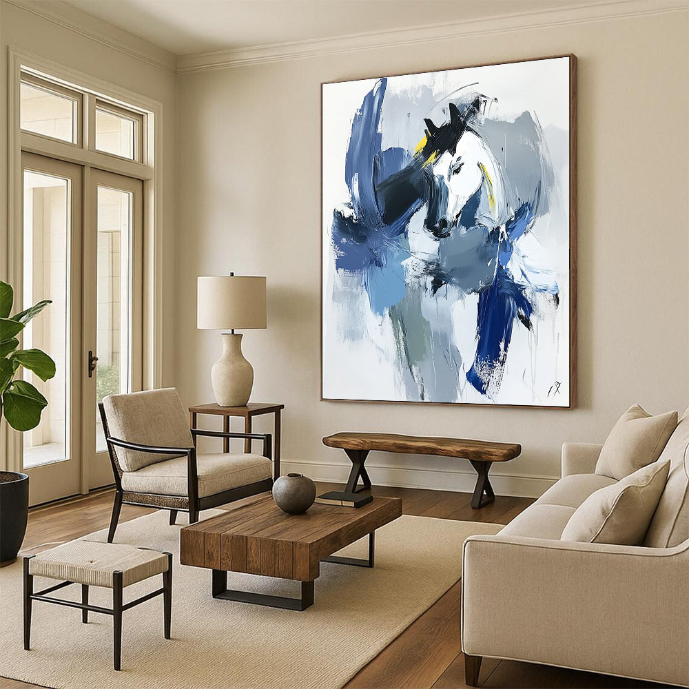 Abstract Horse Portrait Painting for Equestrian - Themed Spaces GAB1117