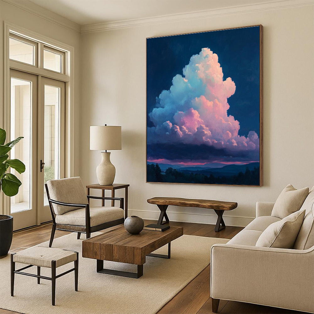 Twilight Clouds Abstract Painting for Romantic Restaurant Dining Areas HENG009