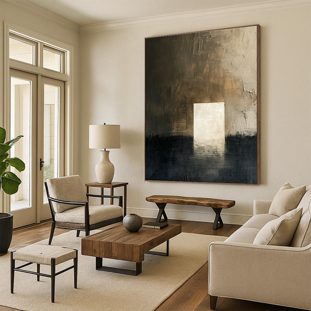 Dark Light Abstract Painting for Industrial - Style Lounges HENG008