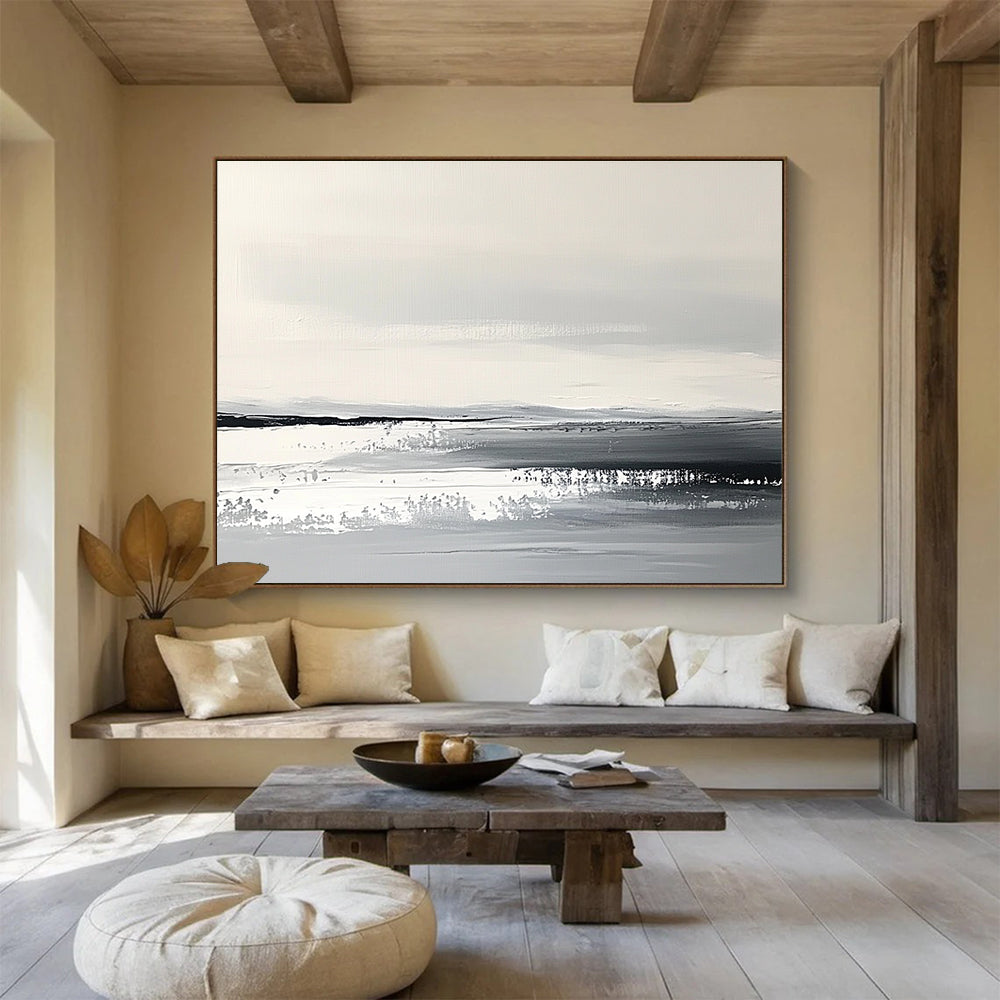 Monochromatic Landscape with Subtle Shades Abstract Painting ABS330