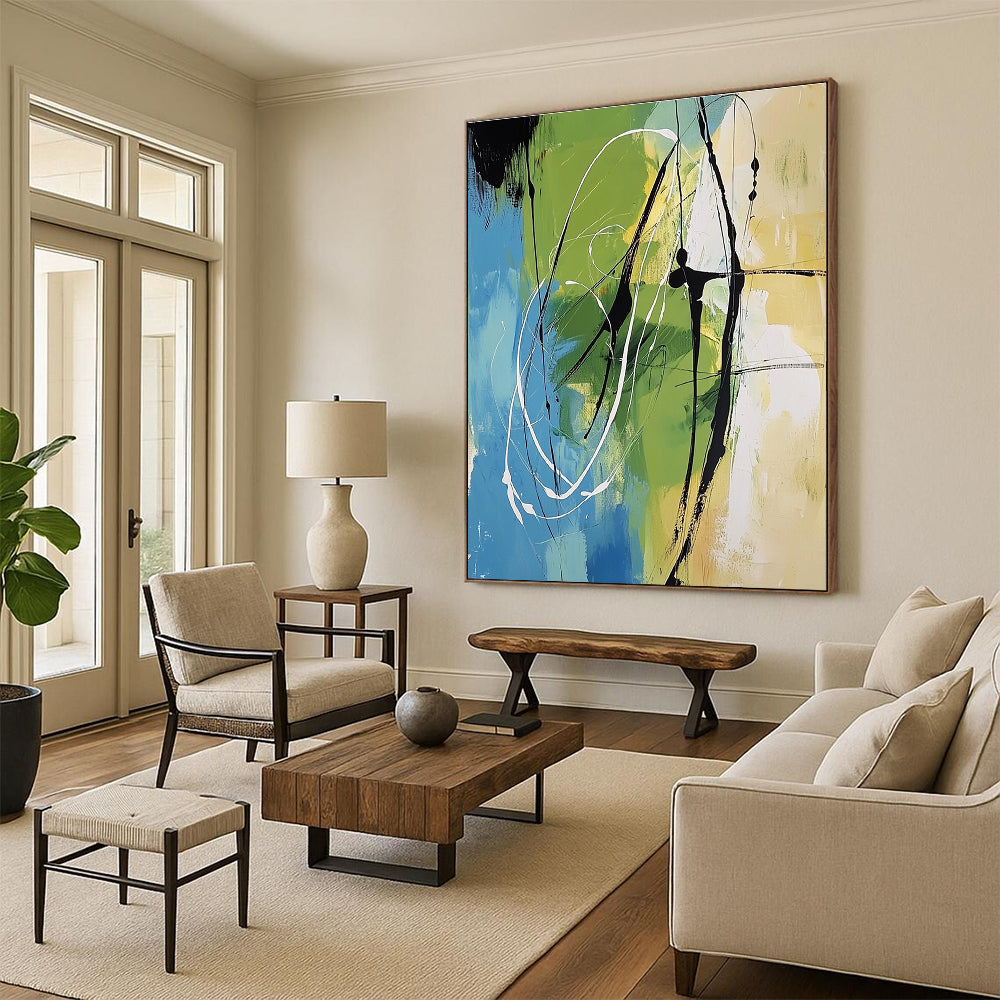 Colorful Abstract Lines Painting for Creative Workspaces GAB0811