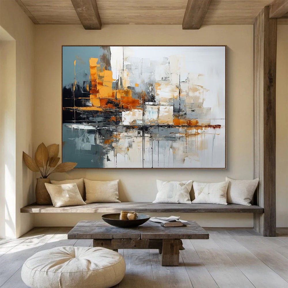 Urban Abstract Landscape Painting with Industrial Tones YHT002
