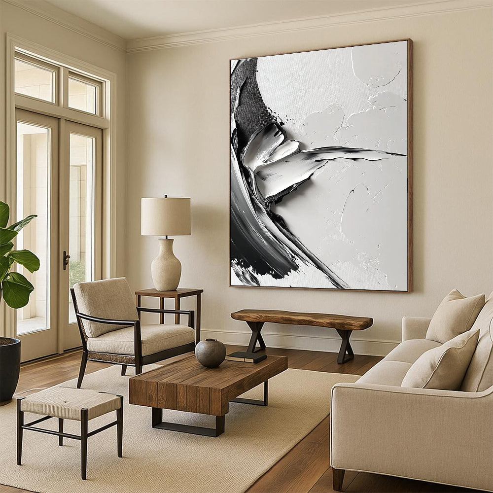 Gray - Toned Abstract Swirl Painting with Quiet Dynamism WINK355