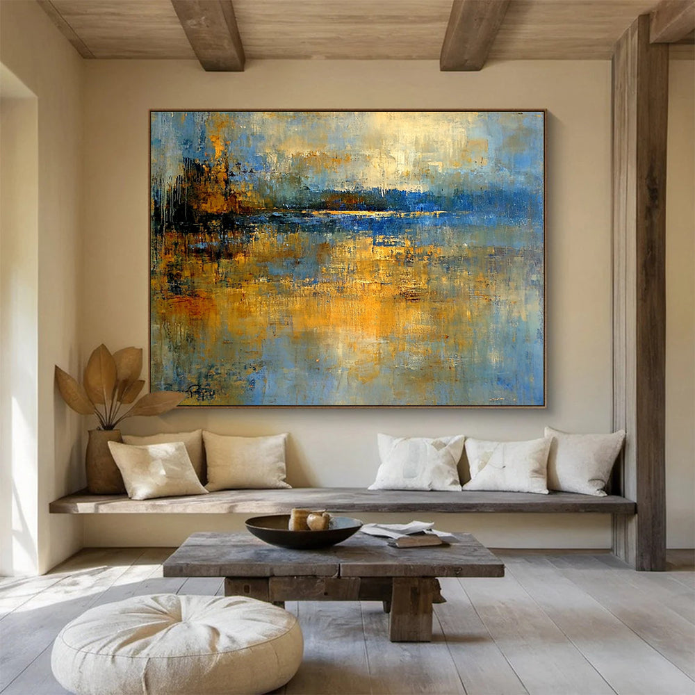 Abstract Lake Scene Painting with Dreamy, Reflective Ambiance ABS519