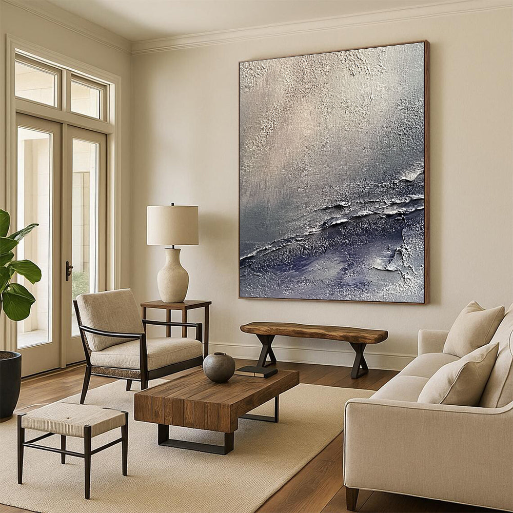 Textured Grey Layers Abstract Painting of Subtle Depth GAB0085