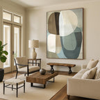 Overlapping Oval Shapes Abstract Painting for Minimalist Living Rooms GAB1361