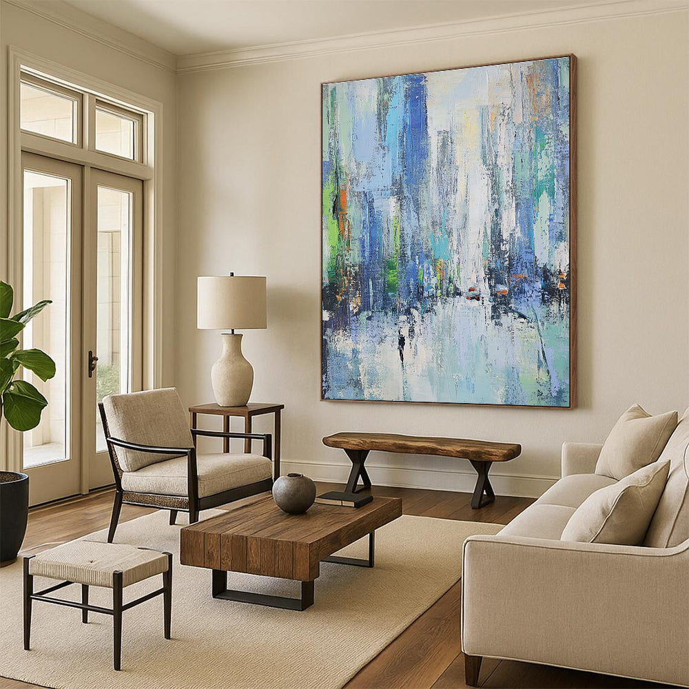 Colorful Abstract Cityscape Painting with Vibrant Energy WINK386
