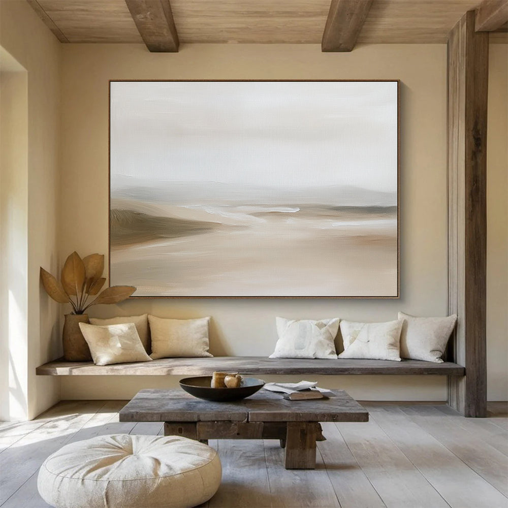 Minimalist Neutral Landscape Abstract Painting with Subtle Calm ABS592
