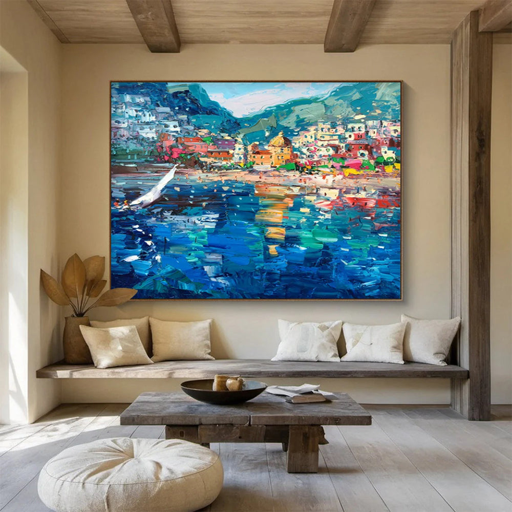 Sailboat Coastal Abstract Painting for Nautical - Themed Bars YHT443