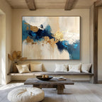 Blue - Gold Abstract Fusion Painting ABS185