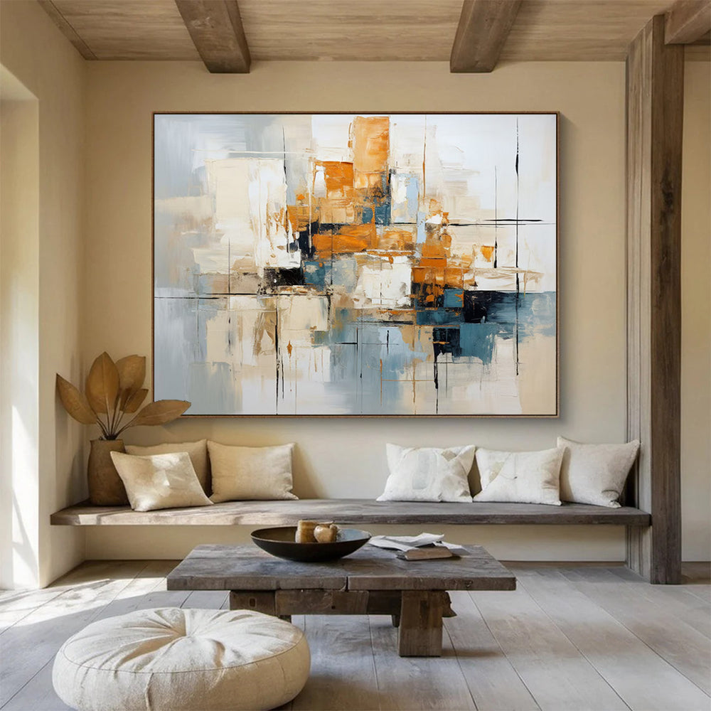 Neutral Abstract Composition Painting for Minimalist Spaces YHT006