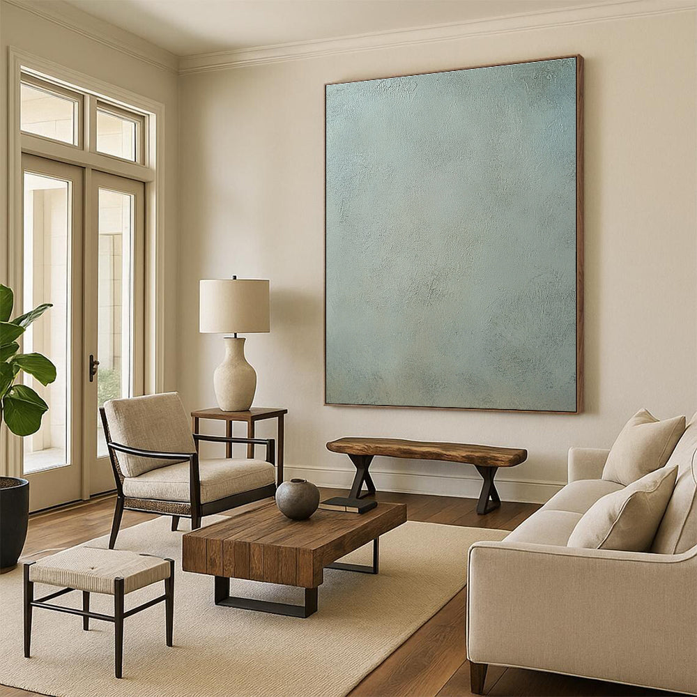 Light Green Textured Surface Abstract Painting with Subtle Freshness WINK100
