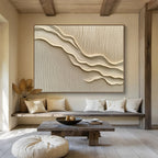 Beige Wavy Textured Art Abstract Painting with Tactile Minimalism ABS610