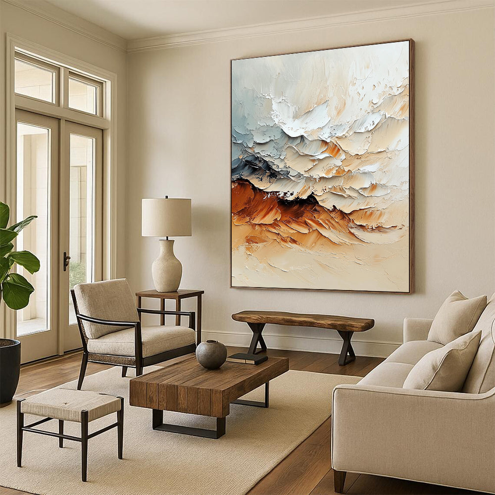 Beige Gray Brown Abstract Painting with Textured Serenity WINK477