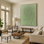 Light Green Textured Forms Painting of Tactile Minimalism GAB0143
