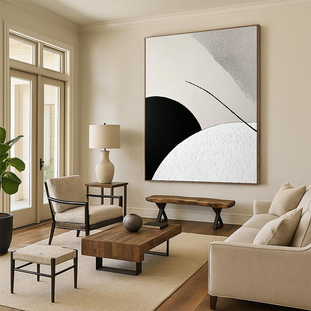 Black and White Minimalist Abstract Painting for Modern Art Galleries GAB0909