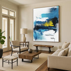 Blue and Yellow Abstract Contemporary Painting for Creative Spaces GAB1466